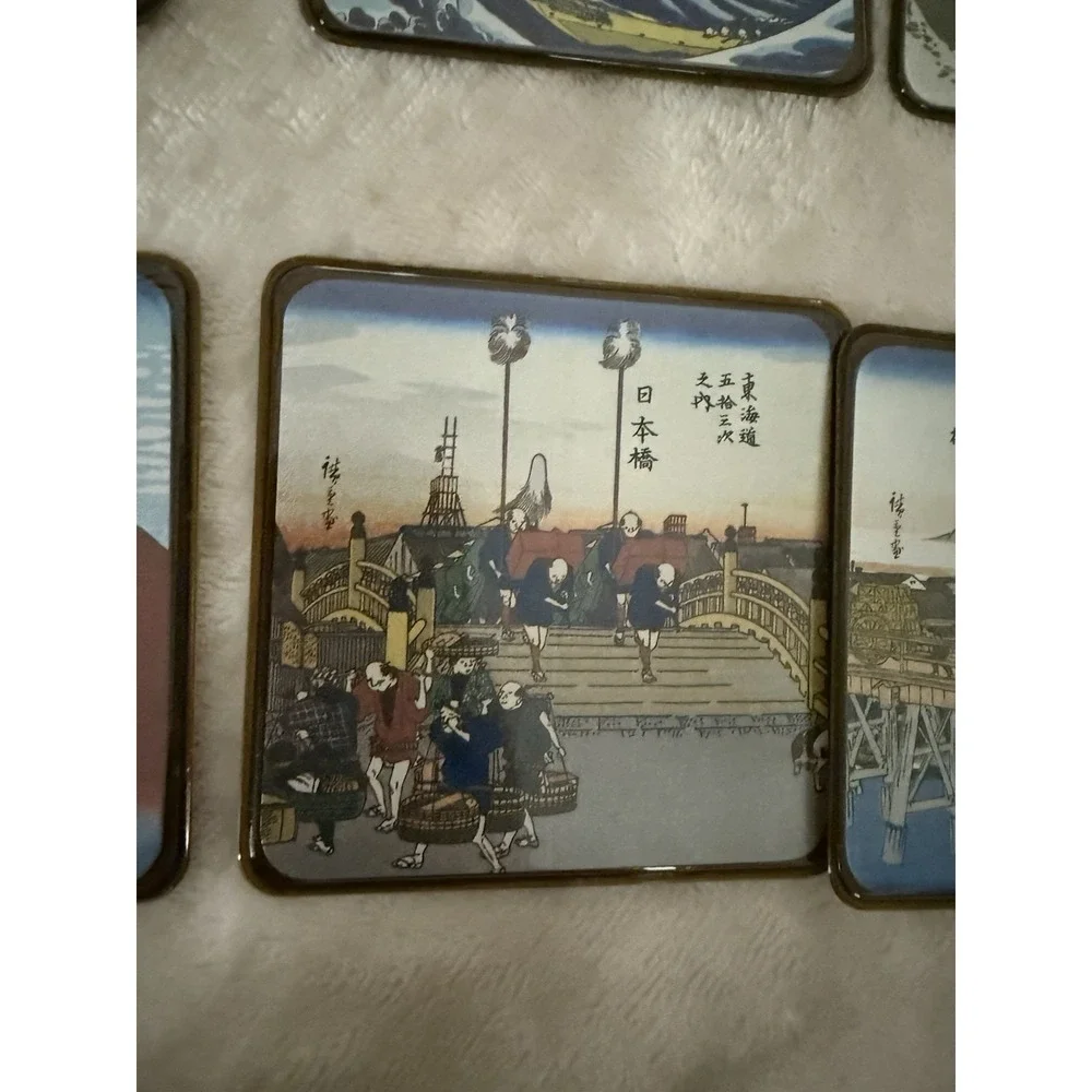 Ukiyoe Landscape Coasters By Hokusai And Hirotuge